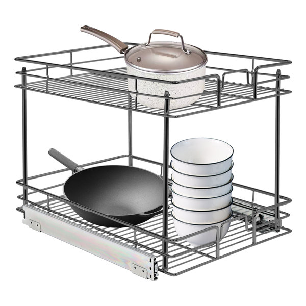 Rebrilliant Melan 2-Tier Pull-out Cabinet Organizer Kitchen Shelves ...